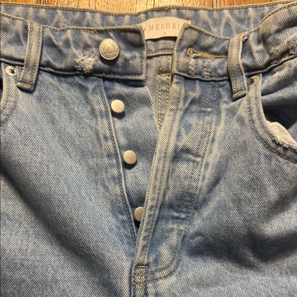 Meshki High Rise Light Blue Distressed Jeans - Picture 3 of 5
